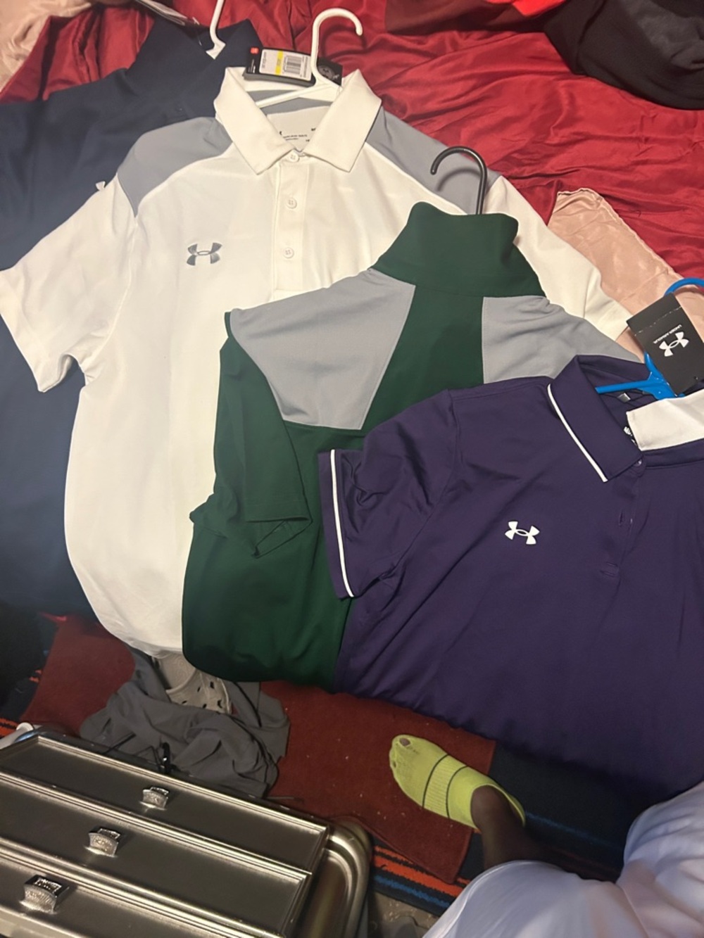 Under Armour Men’s White, Green, and Purple Performance Polo Bundle